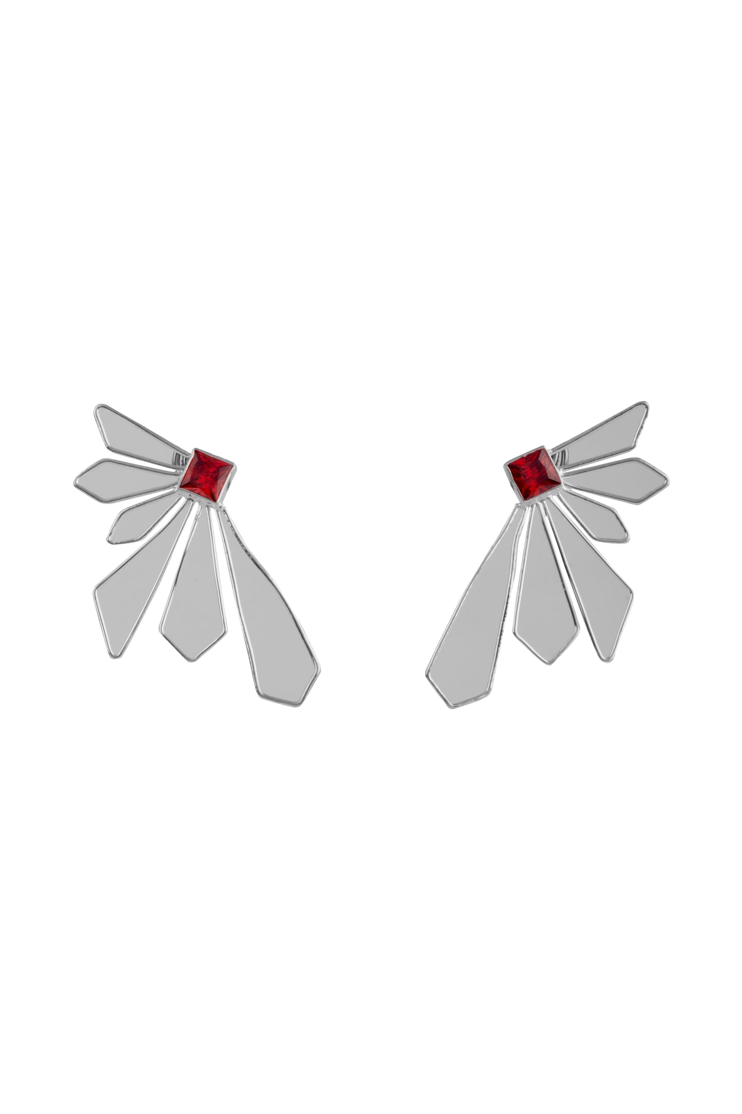 Silver - Solar Bloom: Garnet Prism Earrings