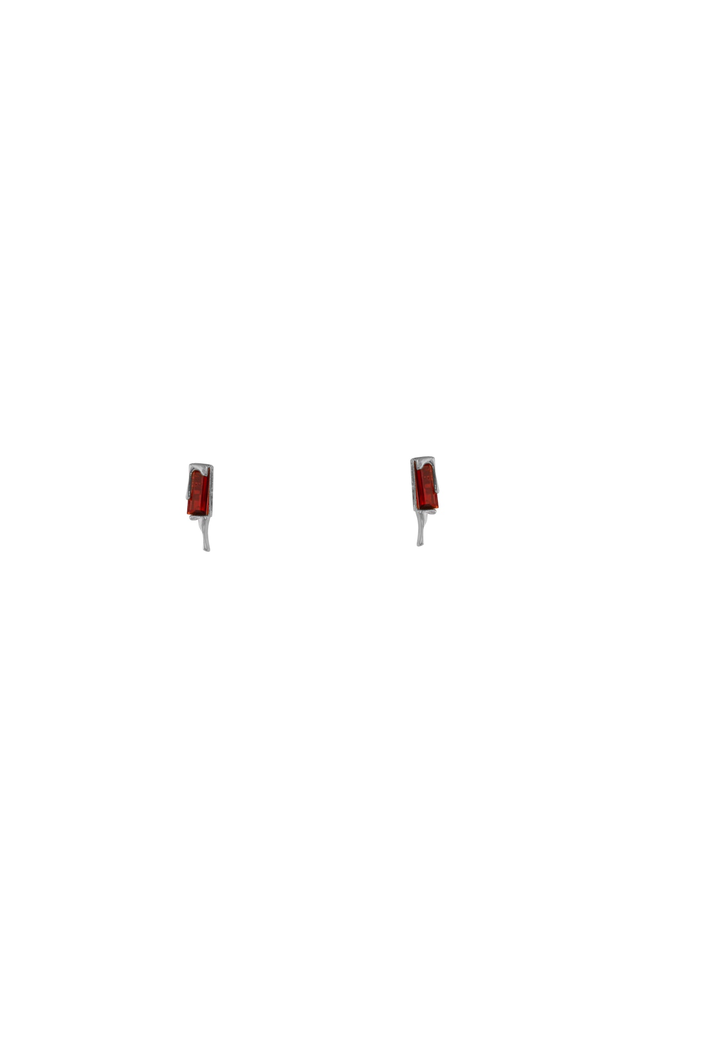 Silver - Crimson Edge: Minimal Garnet Studs