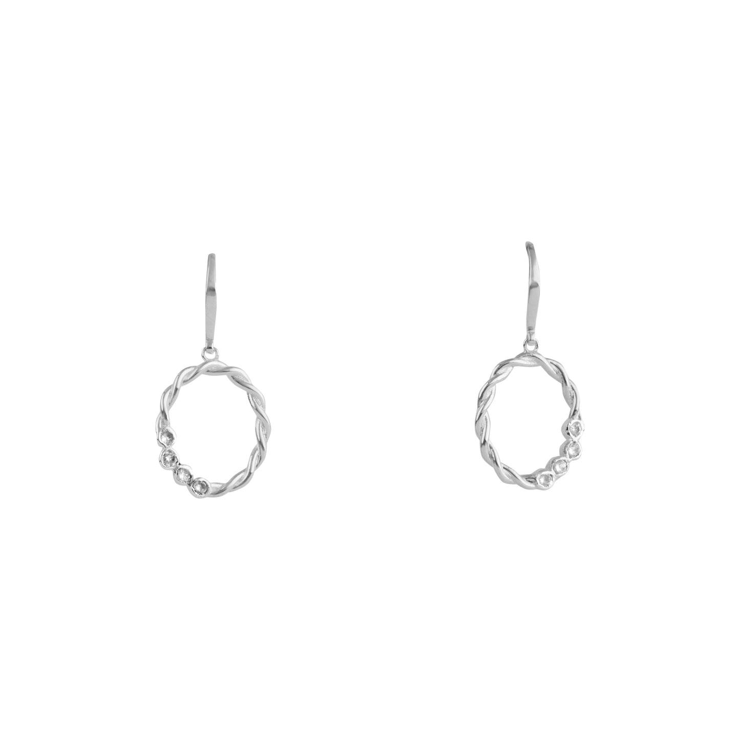 Silver - Luna Weave: Diamond Arc Hoop Drops