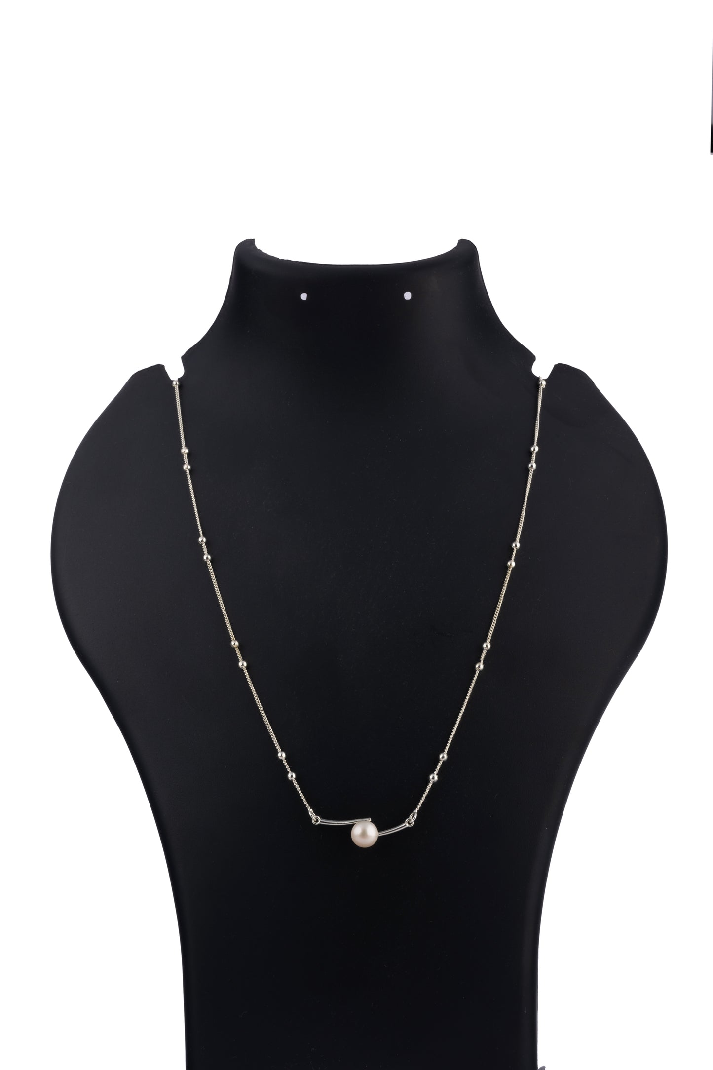 Silver - Solitaire Grace – Pearl Drop Chain Necklace