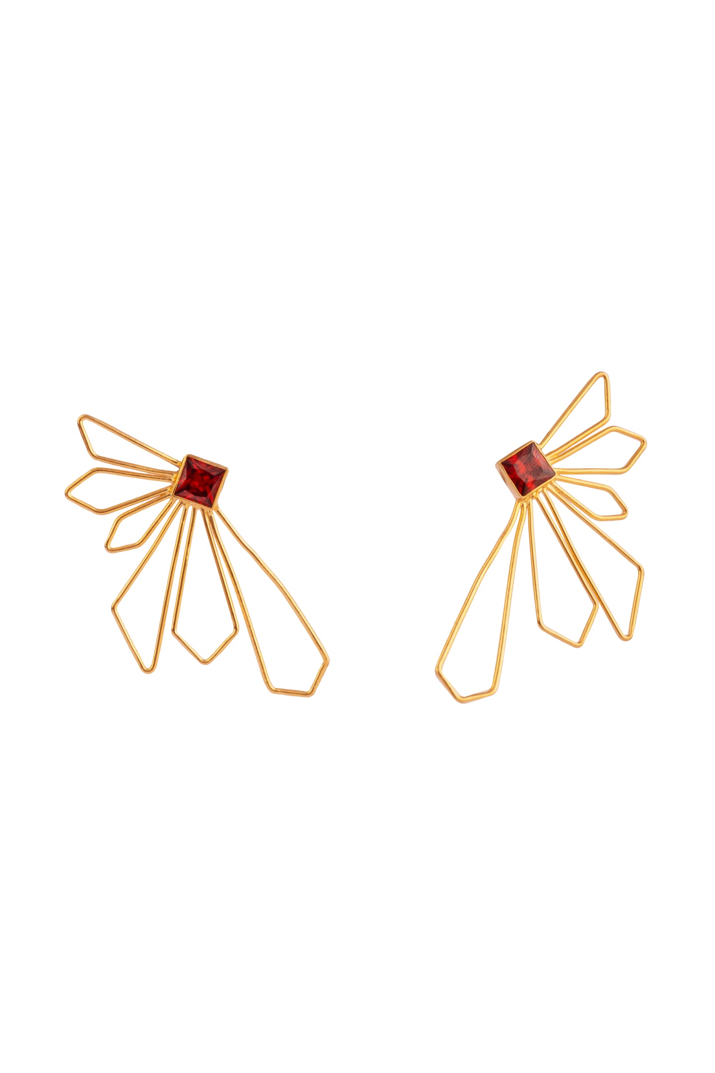 Solar Bloom: Garnet Prism Earrings