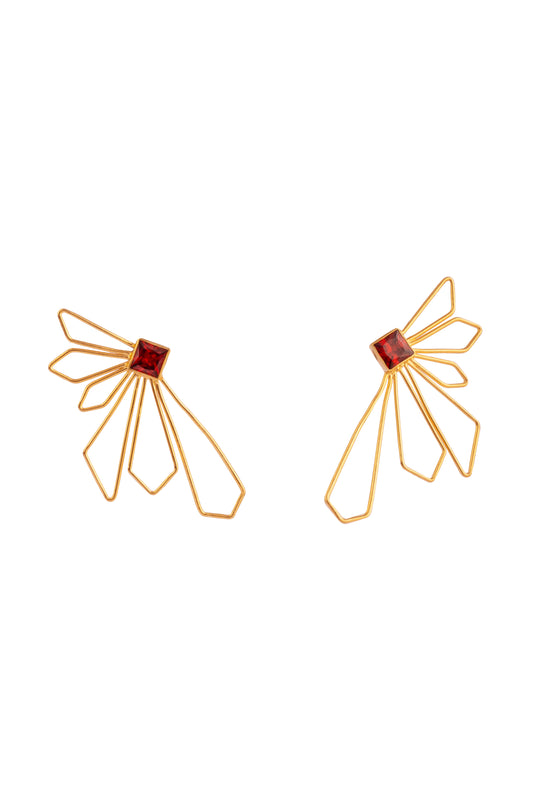 Solar Bloom: Garnet Prism Earrings