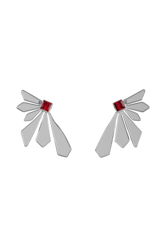 Silver - Solar Bloom: Garnet Prism Earrings
