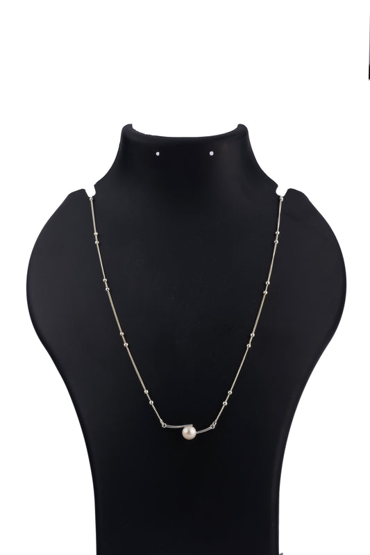 Silver - Solitaire Grace – Pearl Drop Chain Necklace