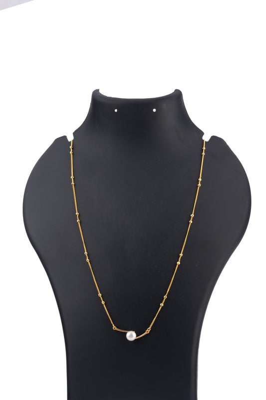 Solitaire Grace – Pearl Drop Chain Necklace