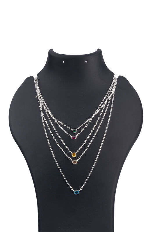 Silver - Aurora Royale – Multi-Gem Link Chain